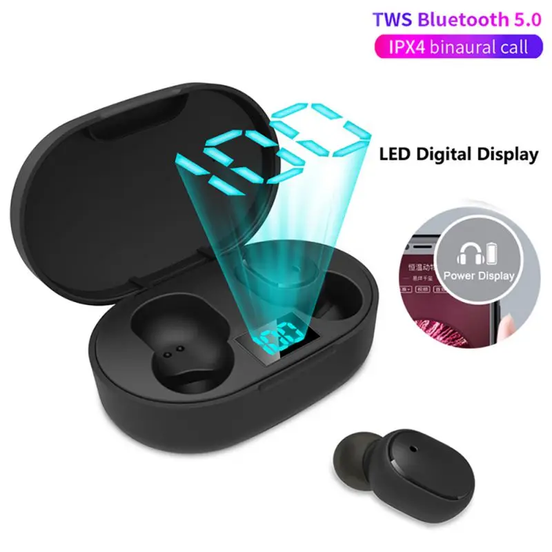 

Wireless Bluetooth 5.0 Earbuds Sports In-ear Earphone Intelligent Digital Display Waterproof Earphone Charging Case