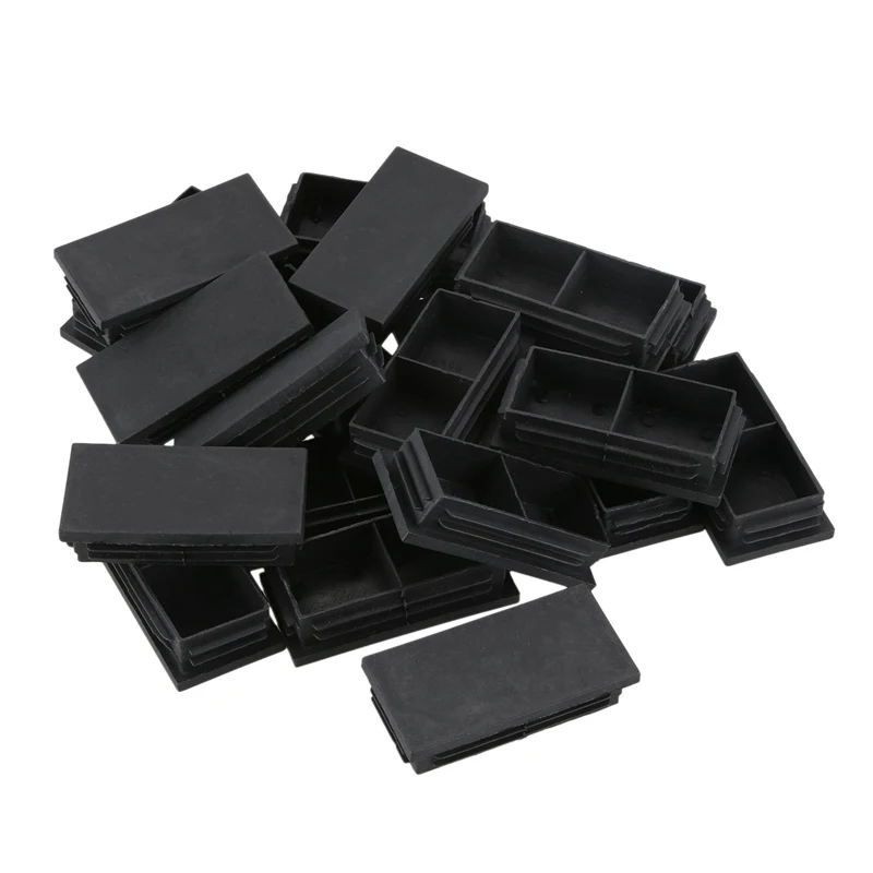 Plastic Rectangle Blanking End Caps Bung 40mm x 80mm 20Pcs Black |