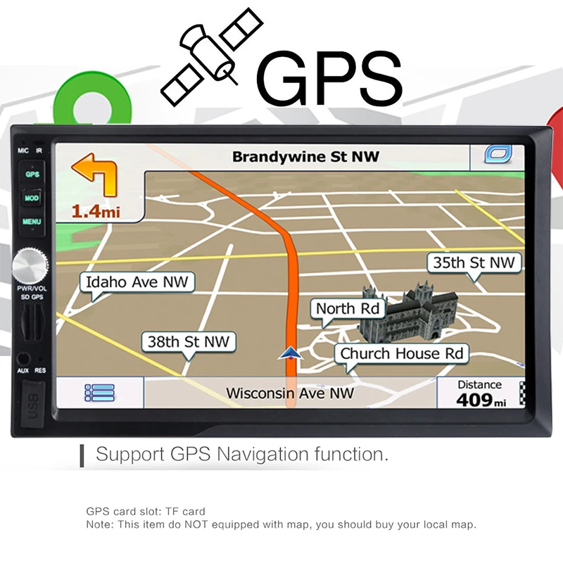 7 дюймов 2 Din MP5 MP3/mp4 плееры радио тюнер USB/TF/AUX универсальные gps устройства Bluetooth автомобиля радио автомобиля стерео автомобиля