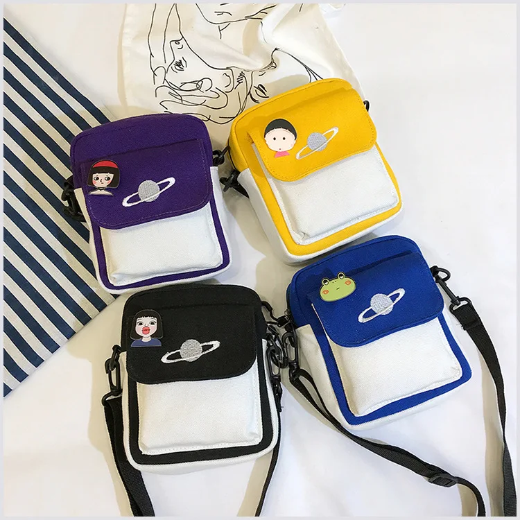 

Shoulder Bag Canvas CHILDREN'S Satchel Trend of Fashion New Style Spring And Summer Cartoon Low-Rise Mobile Phone Bag