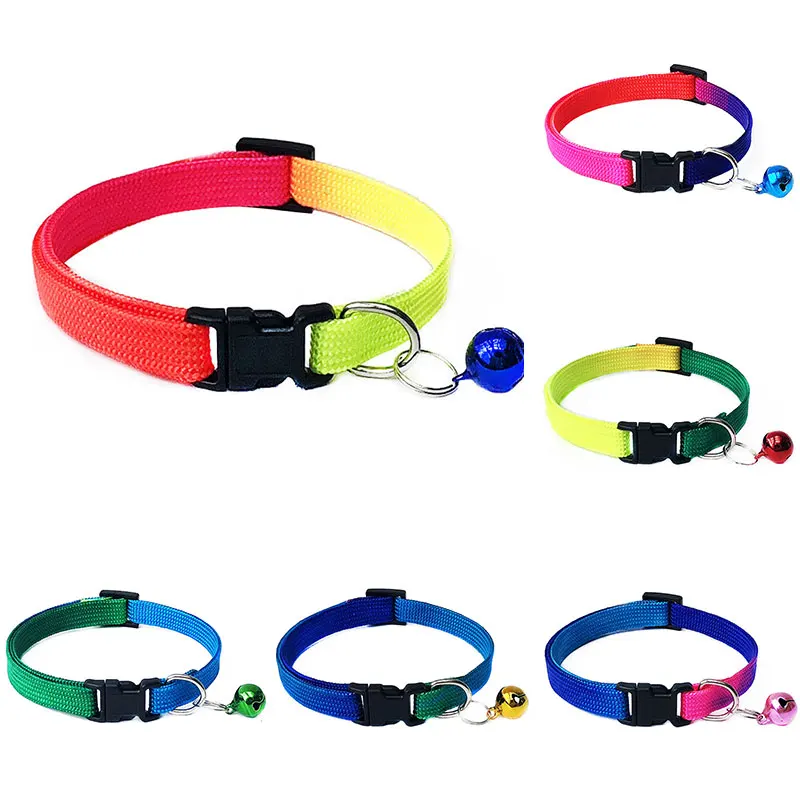 1PC Adjustable Multicolor Cat Dog Collar Pet Neck Ring Pet Rainbow