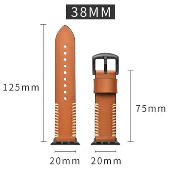 

Leather Handmade Vintage Replacement Watchbands With Stainless Steel Clasp For Apple Watch Series 3 / 2 /1 R20