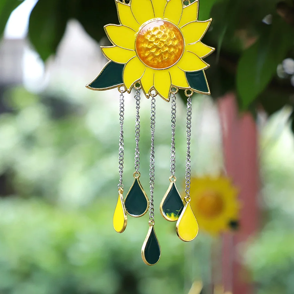 Sunflower Boat Wind Chimes Pendant Metal Window Windchimes Hanging Ornaments Home Outdoor Yard Garden Decoration Ornament