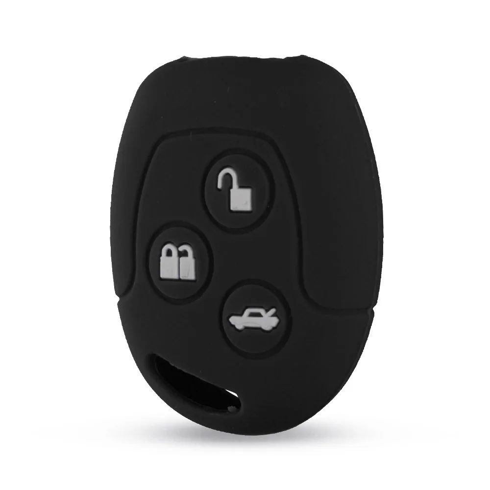 KEYYOU 30 шт. силиконовый чехол для автомобильных ключей для Ford Focus Mondeo 2 3 MK4 Festiva Fusion Suit Fiesta ка 3 кнопки защитный чехол Брелок для ключей - Название цвета: Черный