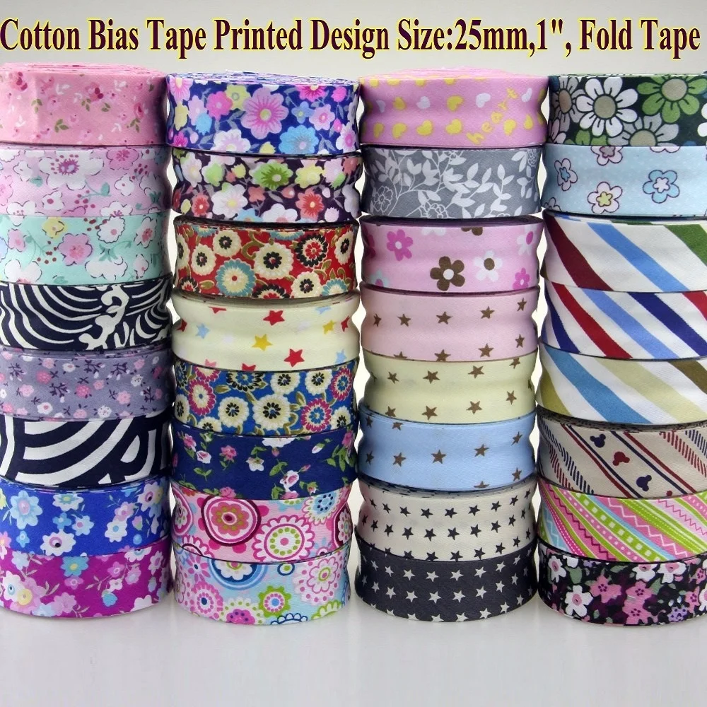 Free-shipment-100-Cotton-Bias-tape-printed-size-25mm-1-10meter-printed-flowers-Cotton-twill-Bias