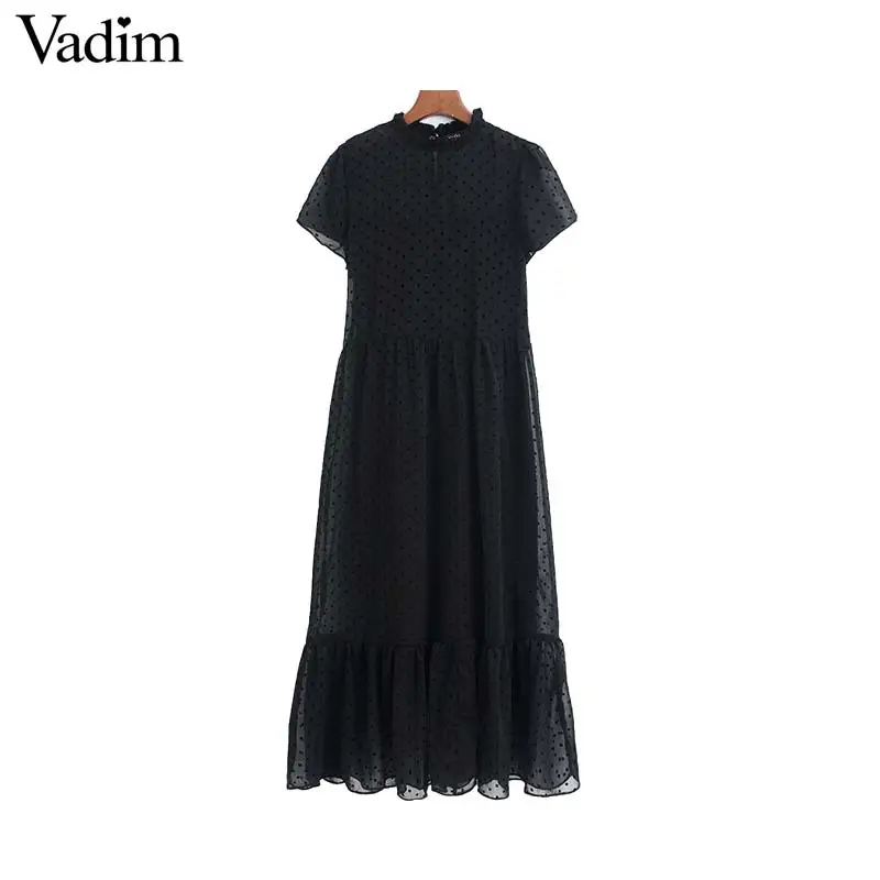 Vadim женское шикарное дизайнерское шифоновое черное платье миди с коротким