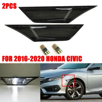 

2Pcs LED Side Marker Reflector Turn Signal Lamp Car External Lights Warning Tail Light Trailer Lamps For 2016-19 Honda Civic