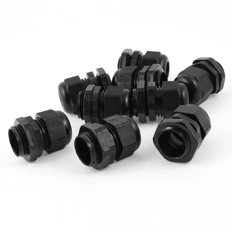 9 x черный пластиковый водонепроницаемый Соединительный кабельный ввод M20 x 1,5