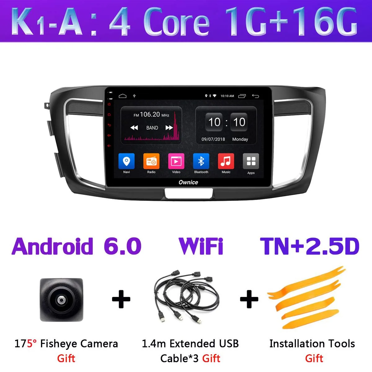 360 ° камера 4G SIM 8 ядерный Android 9,0 4G+ 64G gps радио CarPlay SPDIF DSP Автомобильный плеер для Honda Accord 9 - Цвет: K1-A