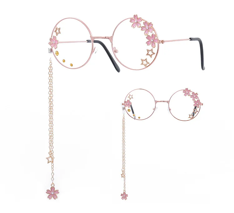 Вишневый цветок звезда Подвеска очки японские мягкие Девушки личности дикие девушки Сердце Декоративные очки
