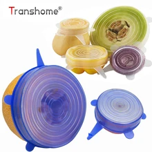 Transhome, силиконовые крышки для еды, 6 шт., силиконовые Эластичные крышки, универсальные силиконовые крышки для еды