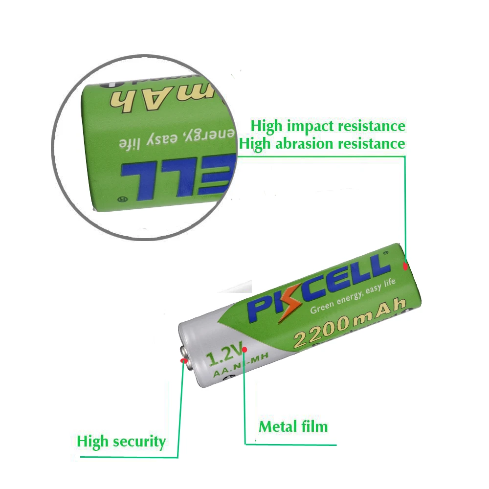 4 шт. PKCELL NIMH AA 1,2 в аккумулятор с низким саморазрядом 2200 мАч аккумуляторные батареи и 1 шт. чехол для батареи AAA или aa nicd