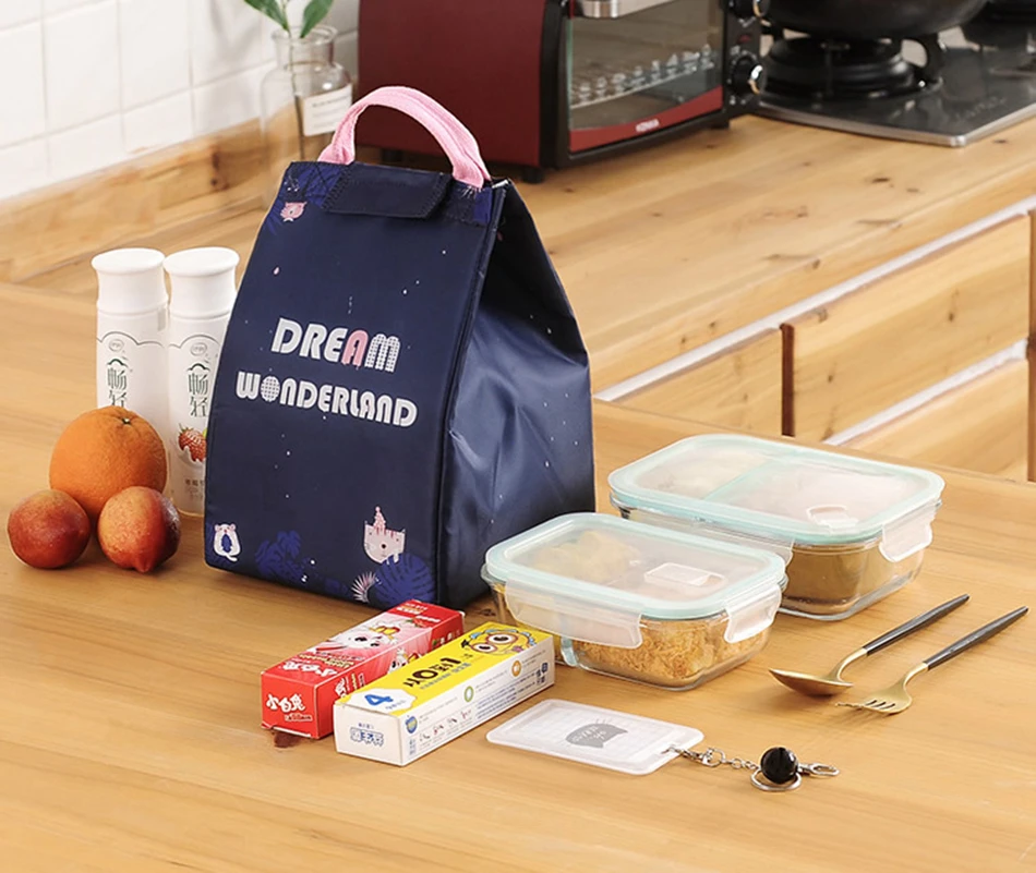 Портативная сумка для еды с мультяшным животным единорогом, утепленная термо-пищевая сумка-холодильник, Ланч-бокс для женщин и детей, большая изолирующая сумка