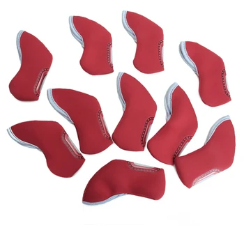 

10Pcs Red Golf Club Putter Head Covers Wedge Iron Protective Headcovers