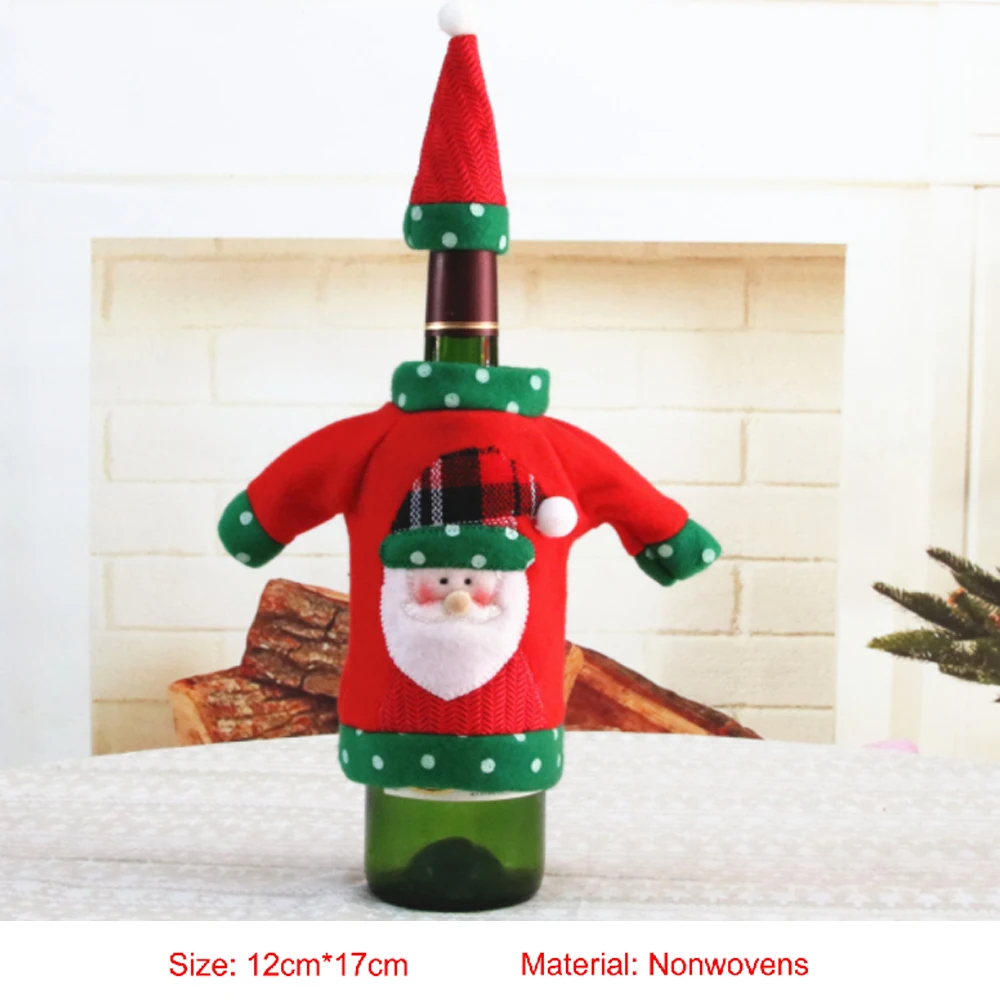 Santa Claus with Hat Рождественская крышка для бутылки с красным вином, сумки для домашнего украшения, сумки для хранения, рождественский подарок, покрытие для бутылки в виде Санта-Клауса, Прямая поставка, 44 стиля - Цвет: Santa Claus with Hat