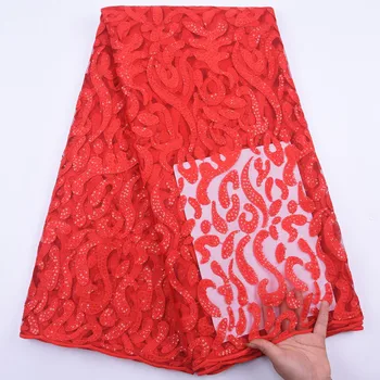 

SJD LACE High Quality White Milk Silk Fabric Sequin African Lace Fabric Colorful Tulle Nigeria For Women Party And Wedding A2040