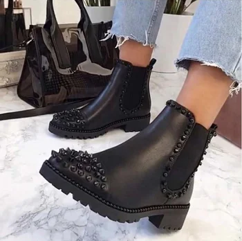 

2020 Sexy Rivet Velvet Night Club Party Shoes Woman Short Autumn Winter Ladies Shoes Boots