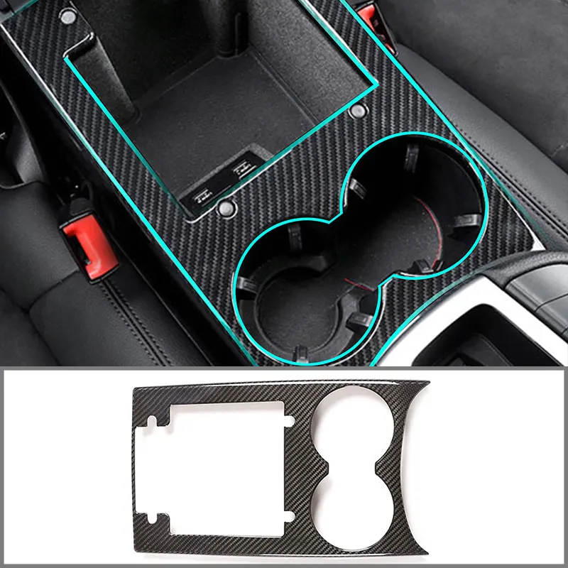 

Real Carbon Fiber Car Accessories Central Control Teacup Panel Decorative Protection For Porsche Macan 2014-2020 1 Piece Set