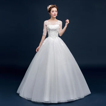 

Hot Sale Wedding Celebrity Backless Half Floral Dress Sexy Women O Neck Lace Ball Gown Party Bohemian Dresses Wholesale