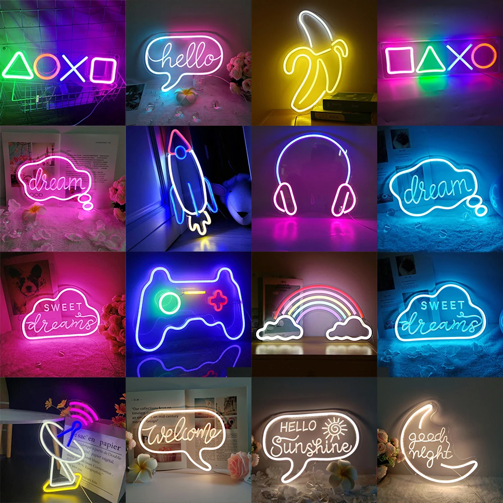 Tanio Znak neonowy światło Led kolorowe USB lampa neonowa dekoracje