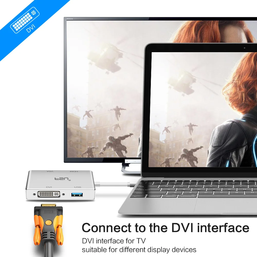Конвертер FSU 4 в 1 USB type c VGA DVI I C HDMI 1080P HD 3 0 концентратор адаптер для Macbook планшета