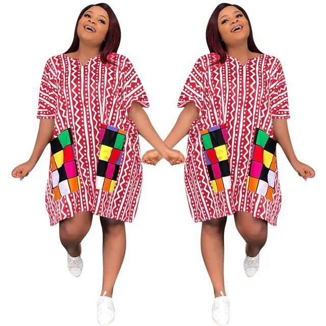 Mofe African Short Sleeve Loose Dress - Image 3
