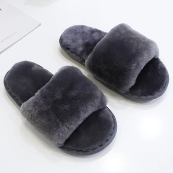 

Wool slippers women's autumn comfortable wool home slippers Australian sheep fur home slippers