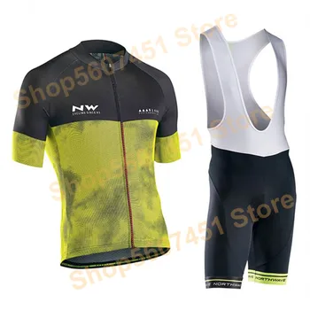 

2020 NW Short Sleeve Strap Bib Shorts Bicycle Cycling Jersey Summer Pro Team Outdoor Mountain Road Full Suits Uniform Clothes
