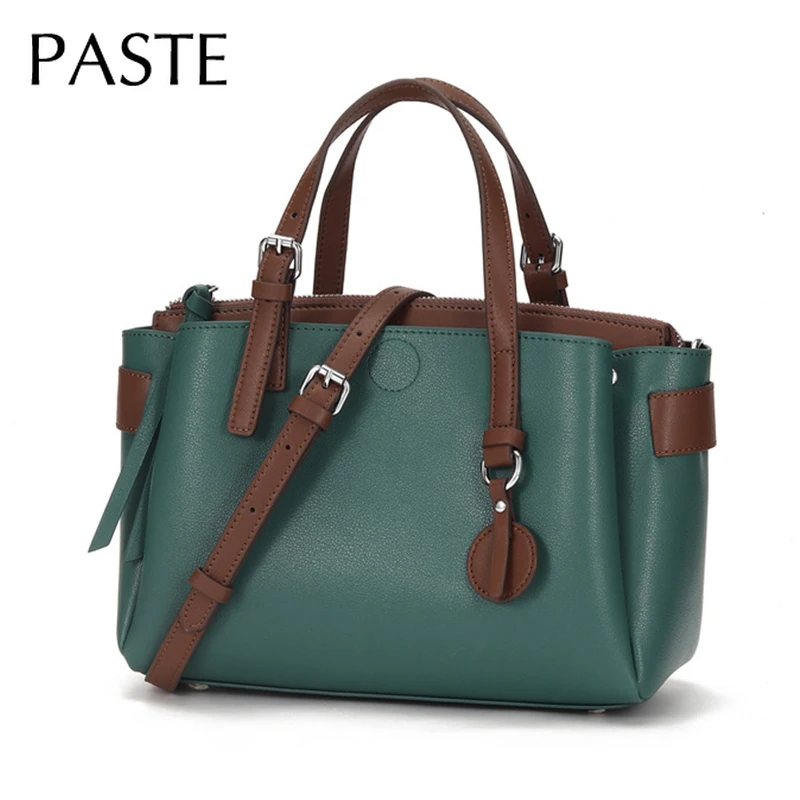 Женские сумки через плечо из натуральной кожи с панелями мягкие коровьей женская