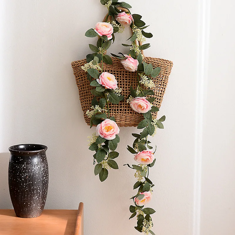 High-quality Artificial Flowers Rose Ivy Vine Wedding Decoration Real Touch Silk Flower String Home Hanging Garland Party Decor | Дом и сад