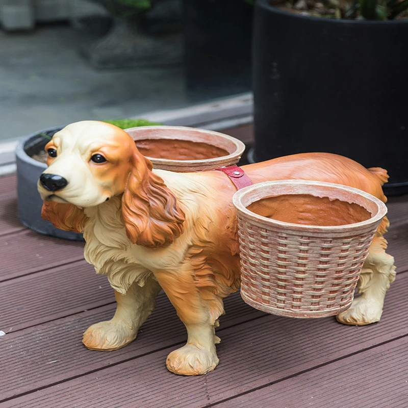 

Ornament European Style A Living Room Decorate Resin Dog Landing Type Flower Several Flower Rack Home Furnishing A Decoration