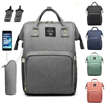 

Fashion Diaper Bag Multi-pocket Mummy Maternity Nappy Bag With USB Large Capacity Printed Stroller Travel Backpack Baby Care Bag