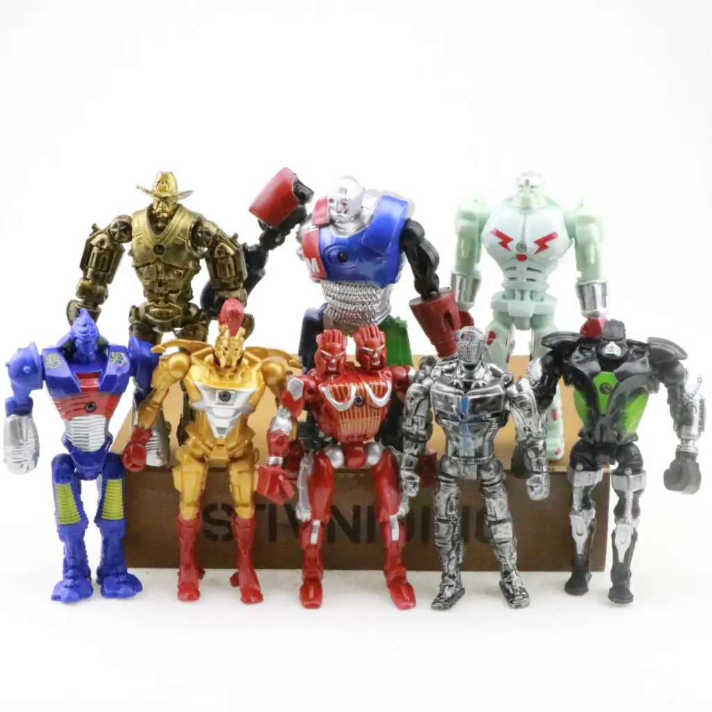 

8pcs/set Cartoon Movie Action Figure Boy Toy Real Steel Zeus Atom Midas Adam Duracell Raider Doll PVC Collectible Model Toys Set