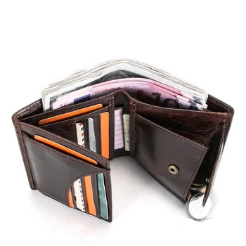 

Leather men's wallet Vertical cow leather men's wallet multi-function European and American men's wallet 219 new hot sale