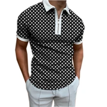 Men Polo Shirt Polka Dot Print 2021 Summer Fashion Short Sleeve Blouse Plus Size Zipper Tops Harajuku Tee Shirt Men Streetwear