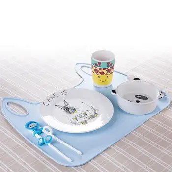 

1Pc Baby Silicone Anti-Slip Placemats Washable Placemats Infant Cartoon Tablemats Baby Dining Mat Sanitary Care Tools Blue Pink