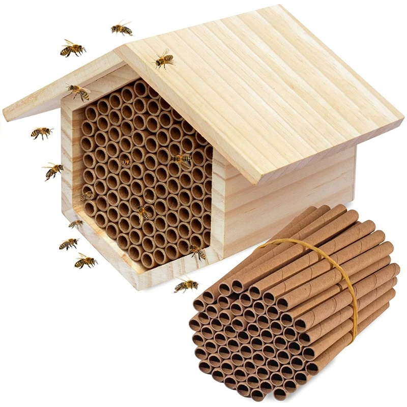 

50Pcs Bee House Tubes Refill Bee Paper Tube Liners for Insect Nest Beehive House Garden Pollinator Bee House Nest Tubes