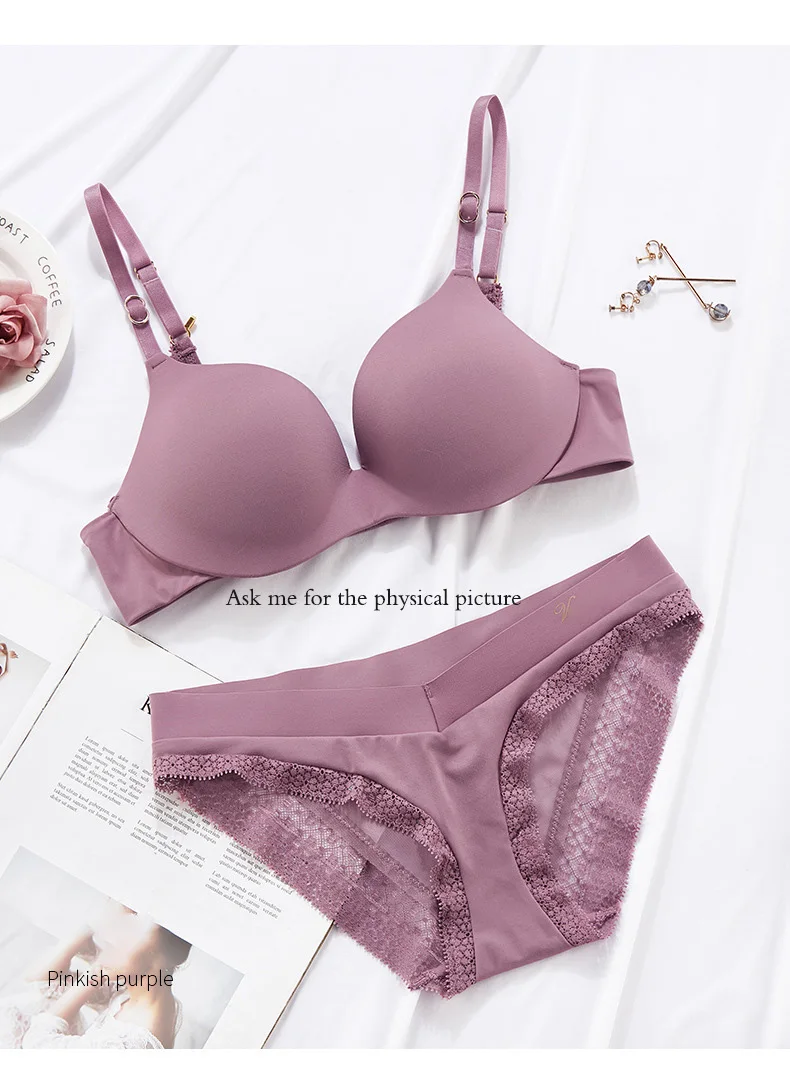 New lingerie adhesive seamless lingerie women's bra suit small bra gathered anti sagging fold up adjustable bra