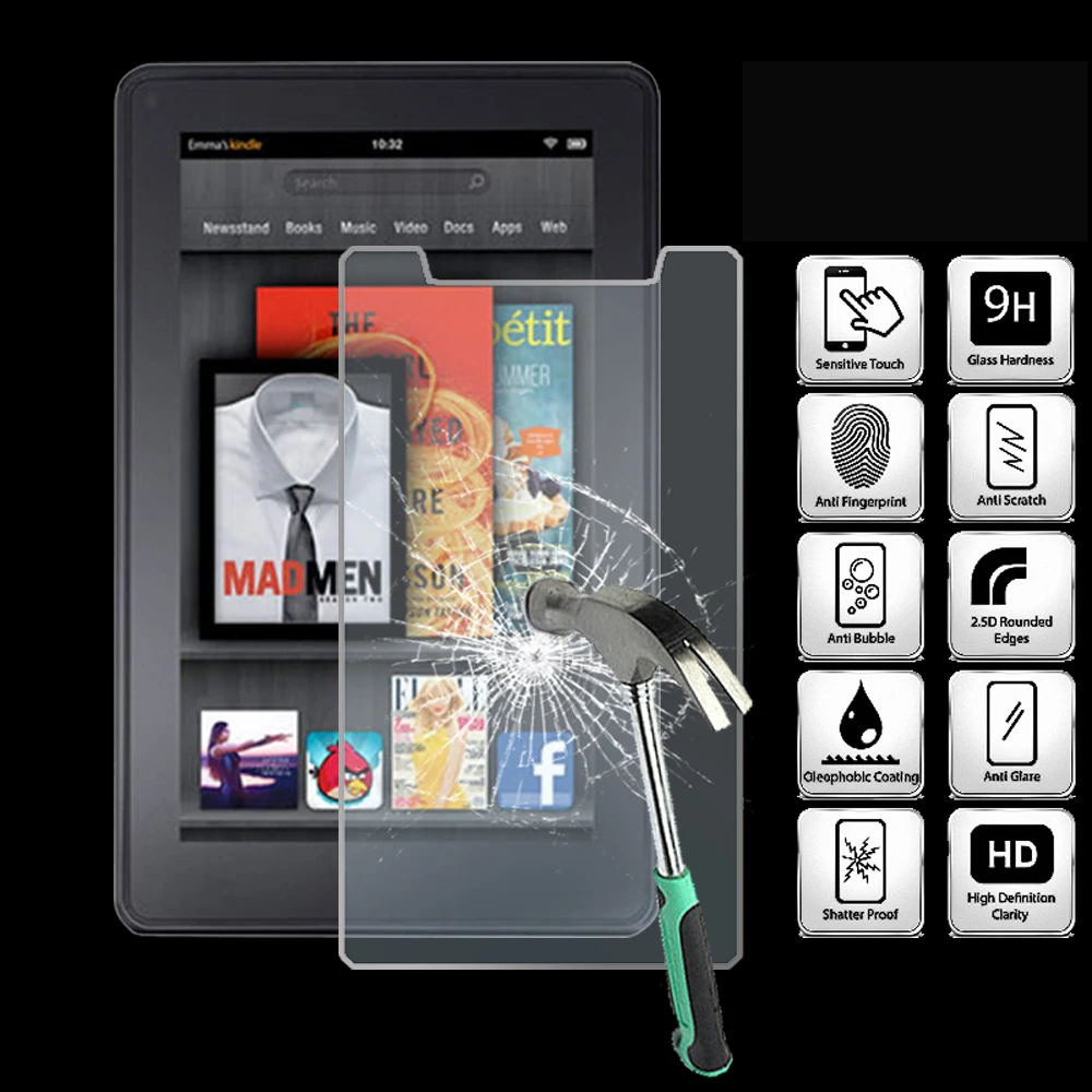 

For Amazon Kindle Fire 7" (1st Gen 2011) Tablet Tempered Glass Screen Protector Cover Explosion-Proof Anti-Scratch Screen Film