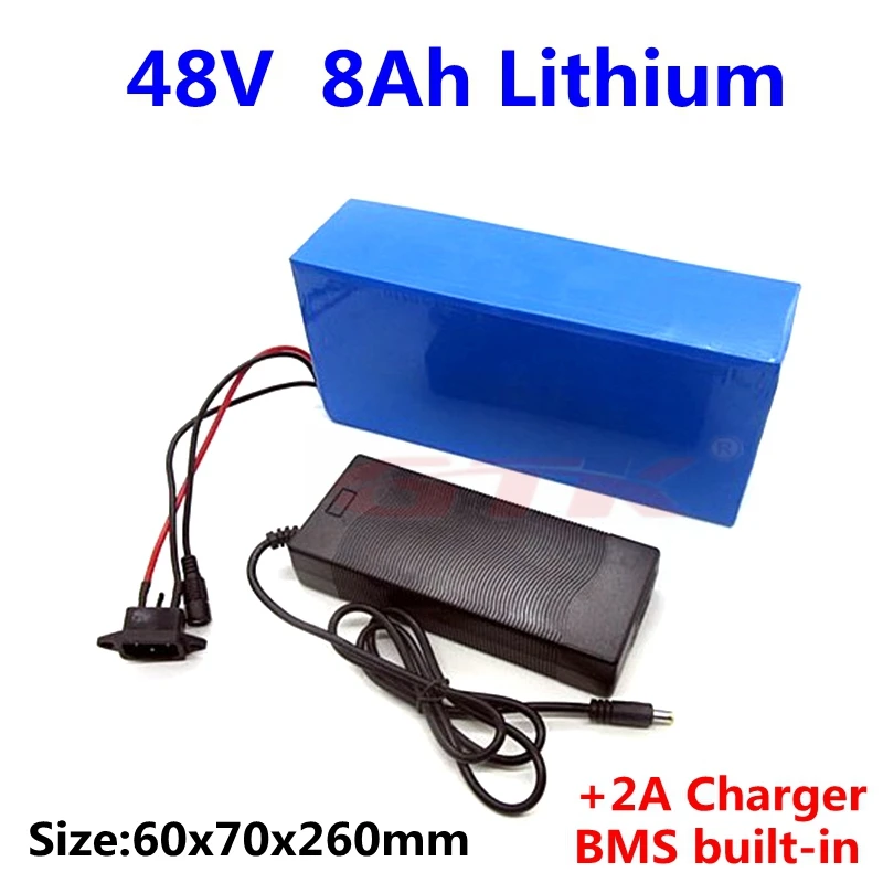GTK 48v 8ah литий-ионный аккумулятор 48v с 13s bms для электрического электровелосипеда 350w 250w 500w 48V батарея+ зарядное устройство 2A