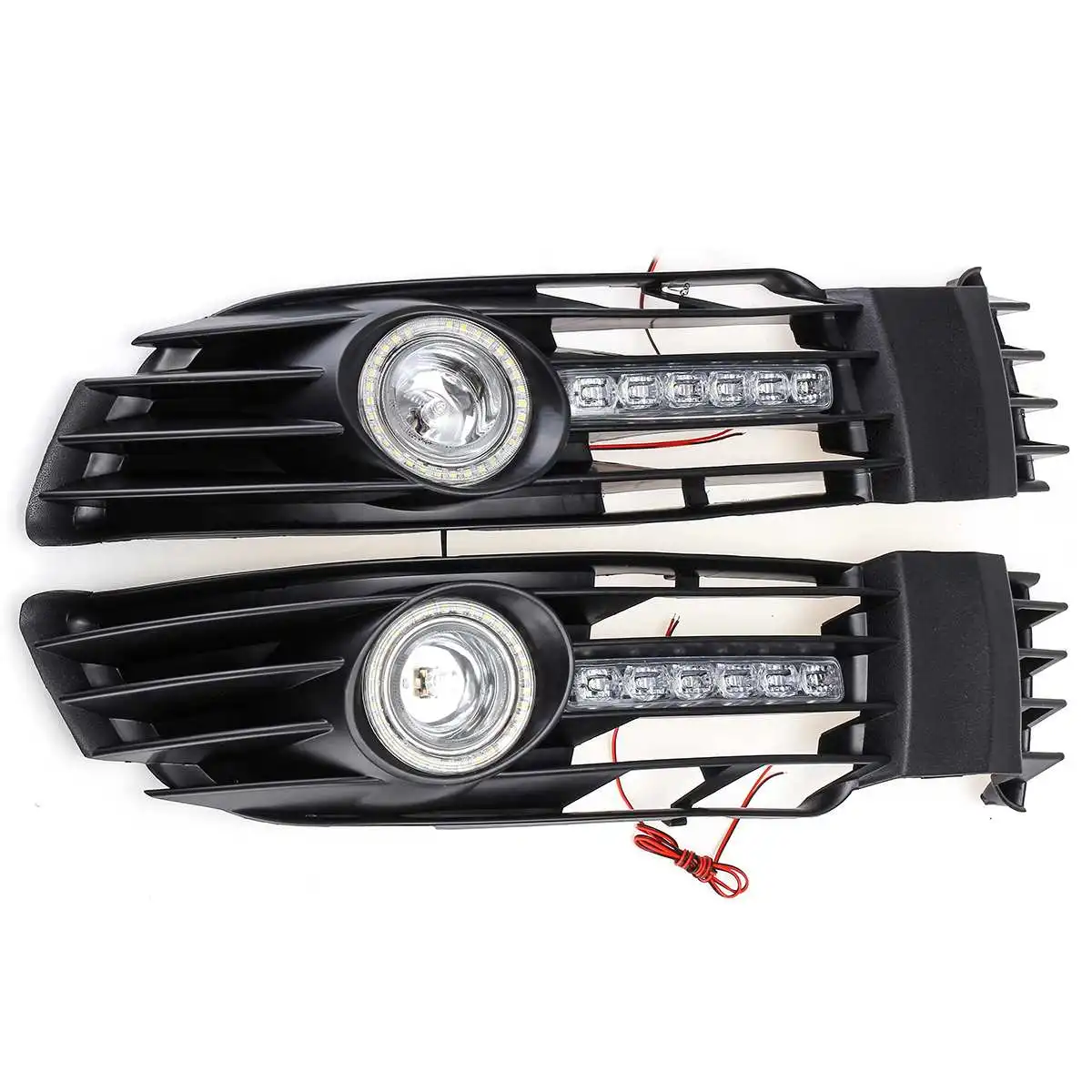 with Led light Пара 12V 35W Нижняя передняя бампер туман светильник решетка с светодиодный дневные ходовые огни для VW Passat 2000 2001 2002 2003-2005 с выключателем и Harnes - Цвет: with Led light