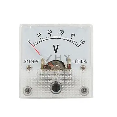 Мини квадратный DC 0-50V Аналоговый вольтметр