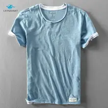 

Men Summer Fashion Brand Japan Style Bamboo Cotton Solid Color Short Sleeve T-shirt Male Casual Simple Thin White Tee Tshirts
