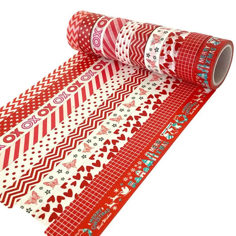 10 шт. декоративная Снежная олень Рождественская елка васи лента набор рисовой бумаги DIY Скрапбукинг клейкая маскирующая лента 1,5 см* 5 м канцелярские принадлежности