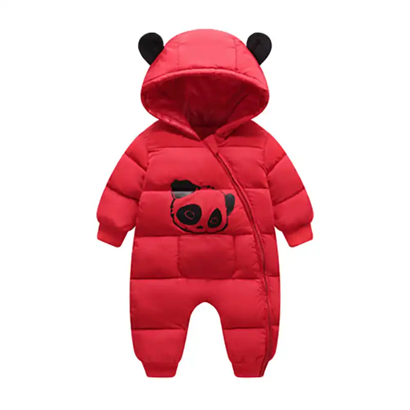 Macacão infantil panda com capuz, roupa de inverno quente grossa de algodão para recém nascidos, macacão de neve, meninos e crianças cl2092|Roupa para neve| - AliExpress