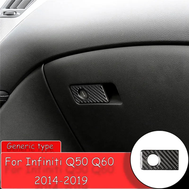 Автомобильный Стайлинг, наклейка из углеродного волокна для Infiniti Q50 Q60-, центральная консоль, коробка для хранения, переключатель, ручка, накладка, Декор, наклейка