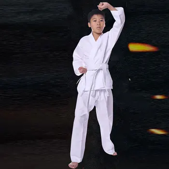 

Karate Uniform White Taekwondo Uniform Suit With Belt Elastic Waistband Sports Training Fitness Gym Taekwondo Equipment 2020