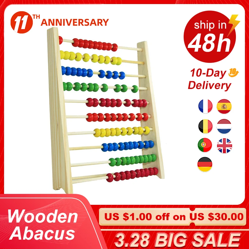 Child Wooden Abacus Toys Early Math Educational Learning Puzzle Calculat Bead Counting Intelligence Kid Montessori
