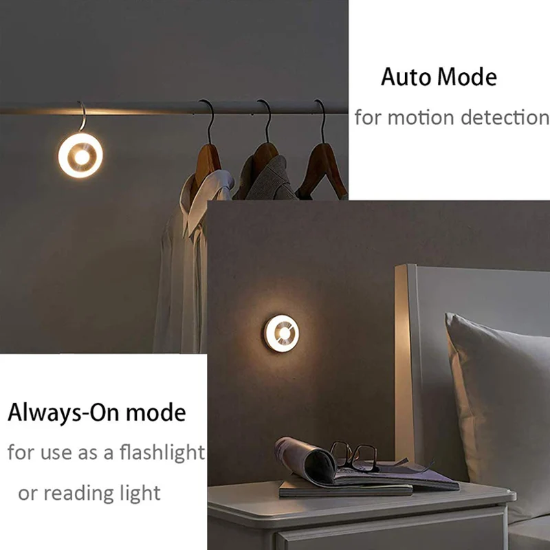 

LED Motion Sensor Night Light Magnetic Stick Hanging Lamp for Closet Stairway Garage LE66