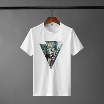 

Modal Mens Summer Luxury Triangle Printed Short Sleeve Male Plus Size 4xl Fashion Slim Fit Man T-shirts